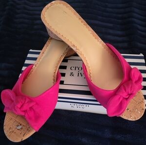 NIB Crown & Ivy Wynnie Coral Vivi Mules with Cork/Metalic Heels - Size 8-1/2
